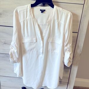 TORRID 0 Harper Georgette 3/4/Sleeve Pullover Blouse - Cloud White